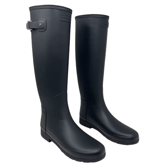 Hunter Original Refined Black Tall Rain Boots Women’s 9 | Waterproof New - Picture 1 of 16